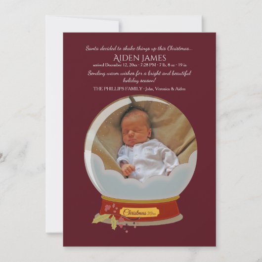 Snow Globe Holiday Foto Card Feiertagskarte (Vorderseite)