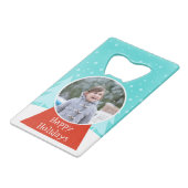 Snow Globe Holiday Foto Flasche Opener Kreditkarten Flaschenöffner (Vorderseite Schrägansicht)