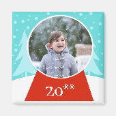 Snow Globe Holiday Foto Magnet (Vorne)