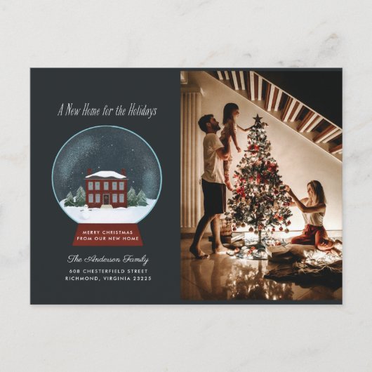 Snow Globe Holiday Foto Moving Ankündigung (Vorderseite)
