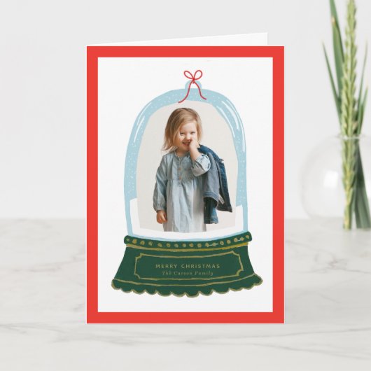 Snow Globe Illustration Holiday Foto Feiertagskarte (Vorderseite)