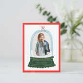 Snow Globe Illustration Holiday Foto Feiertagspostkarte (Stehend Vorderseite)