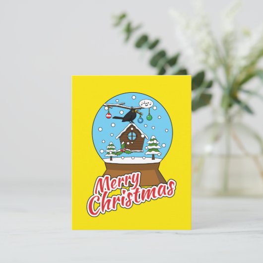 Snow Globe mit Blackbird singen Feiertagskarte (Stehend Vorderseite)