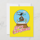 Snow Globe mit Blackbird singen Feiertagskarte (Vorderseite)