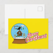Snow Globe mit Blackbird singen Feiertagspostkarte (Vorne/Hinten)