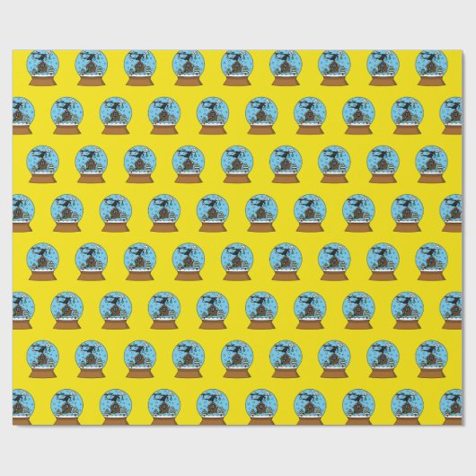 Snow Globe mit Blackbird singen Geschenkpapier (Flach)