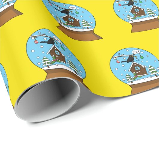 Snow Globe mit Blackbird singen Geschenkpapier (Rolleneckpunkt)