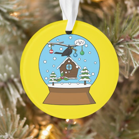 Snow Globe mit Blackbird singen Ornament (Baum)