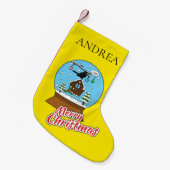 Snow Globe mit Blackbird singen | Personalisieren Kleiner Weihnachtsstrumpf (Vorderansicht (hängend))