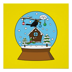 Snow Globe mit Blackbird singen Poster