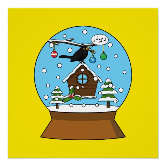 Snow Globe mit Blackbird singen Poster (Vorderseite)