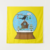 Snow Globe mit Blackbird singen Wandteppich (Vorderseite)