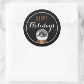 Snow Globe mit House Happy Holiday Sticker (Tasche)