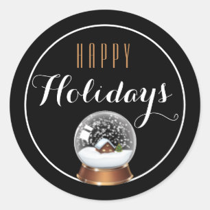 Snow Globe mit House Happy Holiday Sticker