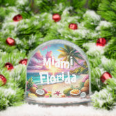 Snow Globe mit tropischem Design und Text Miami Fl Schneekugeln (Weihnachten)