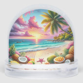 Snow Globe mit tropischem Design und Text Miami Fl Schneekugeln (Rückseite)