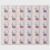 Snow Globe Pink Girl Baby's 1. Weihnachts-Foto Geschenkpapier (Flach)