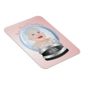 Snow Globe Pink Girl Baby's 1. Weihnachts-Foto Magnet (Rechte Seite)