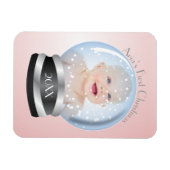 Snow Globe Pink Girl Baby's 1. Weihnachts-Foto Magnet (Horizontal)