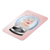 Snow Globe Pink Girl Baby's 1. Weihnachts-Foto Magnet (Linke Seite)