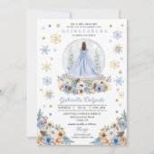 Snow Globe Princess Winter Wonderland Quinceañera Einladung (Vorderseite)