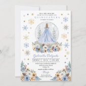 Snow Globe Princess Winter Wonderland Quinceañera Einladung (Vorderseite)