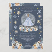 Snow Globe Princess Winter Wonderland Quinceañera Einladung (Vorne/Hinten)