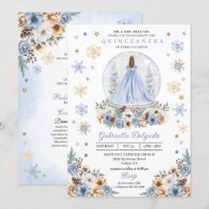 Snow Globe Princess Winter Wonderland Quinceañera Einladung