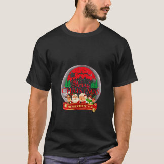 Snow Globe Reindeer Santa Mrs Claus Elf / Neck T-Shirt