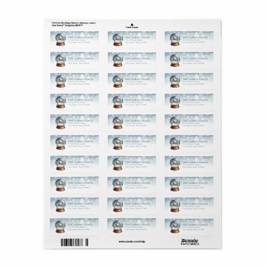 Snow Globe Return Address Labels (Vorne)
