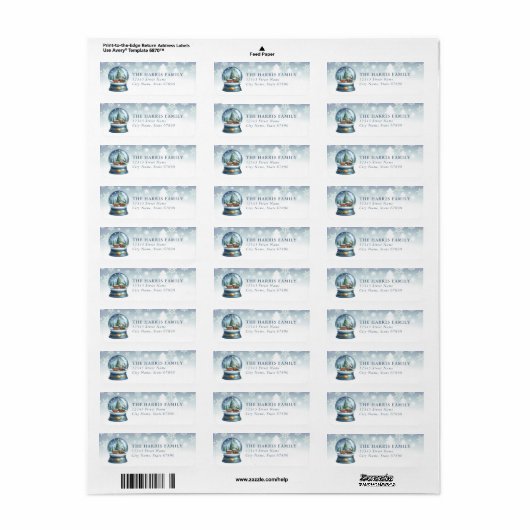 Snow Globe Return Address Labels (Vorne)