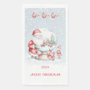 Snow Globe Santa Elf Weihnachten Serviette