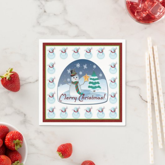 Snow Globe Snowman Merry Christmas Napkins Serviette (Beispiel)