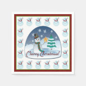 Snow Globe Snowman Merry Christmas Napkins Serviette (Vorderseite)