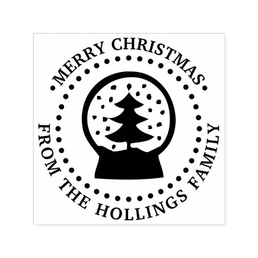 Snow Globe Tree Frohe Weihnachtsgrüße Name Permastempel (Design)