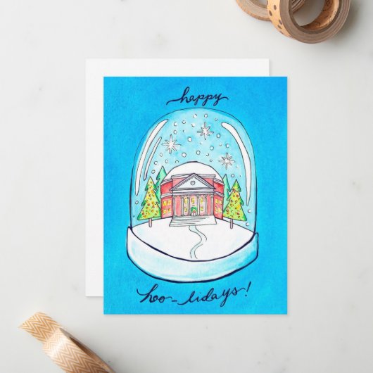 Snow Globe UVA Rotunda Mitteilungskarte (Vorderseite/Rückseite Beispiel)