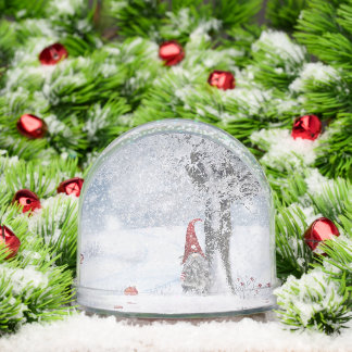 SNOW GLOBE VINTAGE GNOME IN SNOW MERRY CHRISTMAS SCHNEEKUGELN