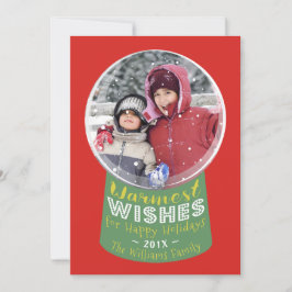 Snow Globe Warmest wünscht Weihnachts-Fotokarte Feiertagskarte