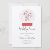 Snow Globe Weihnachts-Party Berry Sprig Kraft Einladung (Vorderseite)