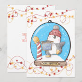 Snow Globe Weihnachts-Pinguin-Karte (Vorne/Hinten)
