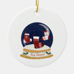 Snow Globe Weihnachts-Strümpfe Keramik Ornament