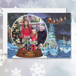 Snow Globe Weihnachtsfamilie Kinder Foto Urlaub Feiertagskarte