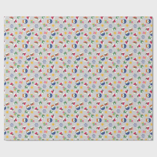 Snow Globe Weihnachtsmannmütze Personalisiert Weih Geschenkpapier (Flach)