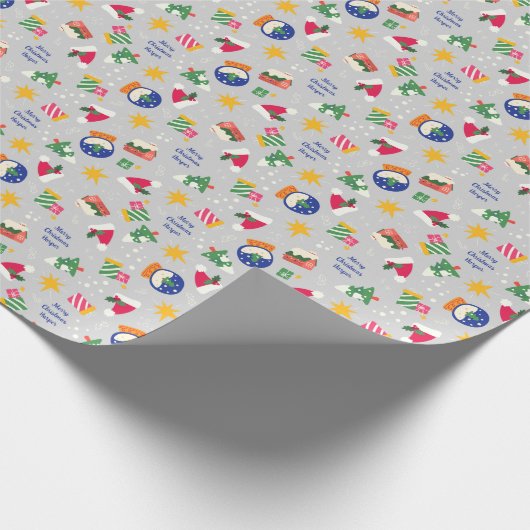 Snow Globe Weihnachtsmannmütze Personalisiert Weih Geschenkpapier (Ecke)