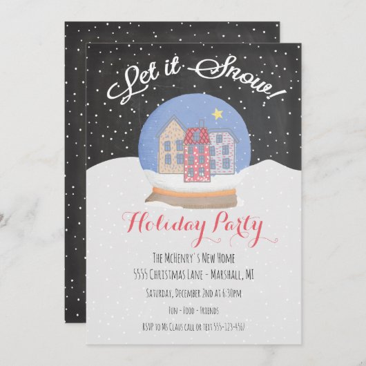 Snow Globe Winter Let it Snow Holiday Party Einladung (Vorne/Hinten)