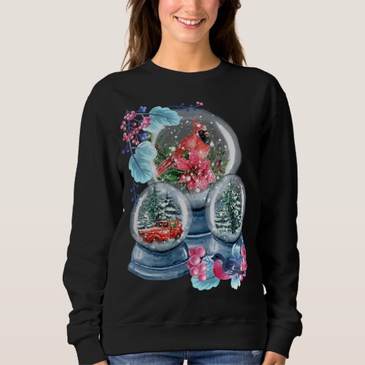 Snow Globe Winterschnee Roter Kardinal Bird Snowgl Sweatshirt (Vorderseite)