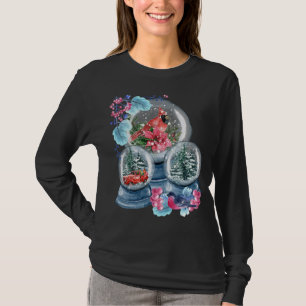 Snow Globe Winterschnee Roter Kardinal Bird Snowgl T-Shirt
