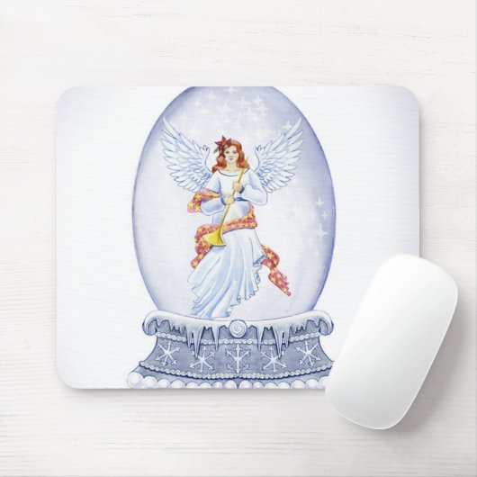 Snow globe with angel illustration mousepad (Mit Mouse)