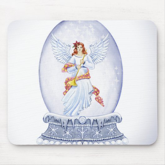 Snow globe with angel illustration mousepad (Vorne)