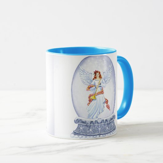 Snow globe with angel illustration tasse (VorderseiteRechts)